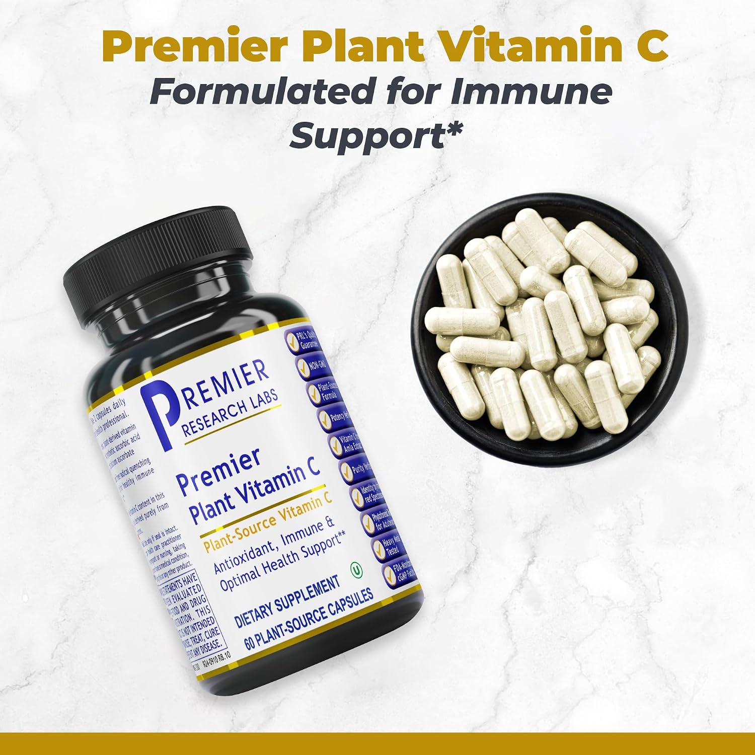 Premier Research Labs Essential C Complex - Natural Vitamin C with Amla and Bioflavonoids - 60 Vegetable Capsules