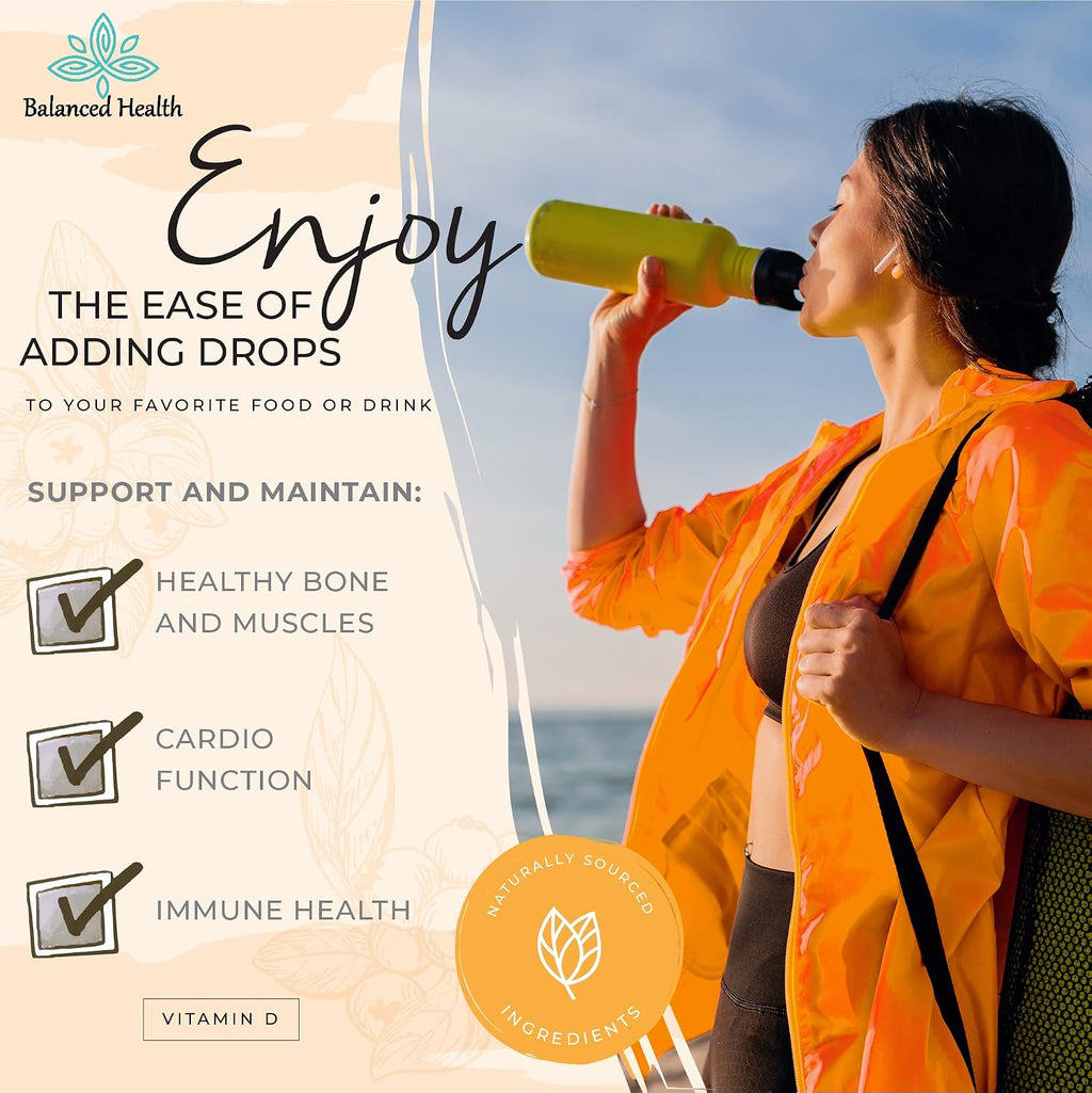 Balance Health D3 2000 UI, Gotas Líquidas de Vitamina D3 con MCT, Sabor Arándano, 59 ml (120 dosis)