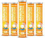 nutrazul Immune Triple Action Comprimidos Efervescentes con Vitamina C 1000mg, Vitamina D, Zinc, Sin Gluten, Sin Azúcar, Sin Lactosa, Sabor Naranja, 20 Comprimidos (Pack de 3)