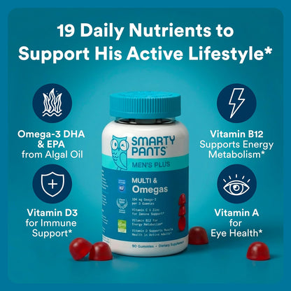 SmartyPants Men's Multivitamin Gummies - 90 – Metabolismo energético: Las vitaminas B6 y B12 contribuyen al – Image 2