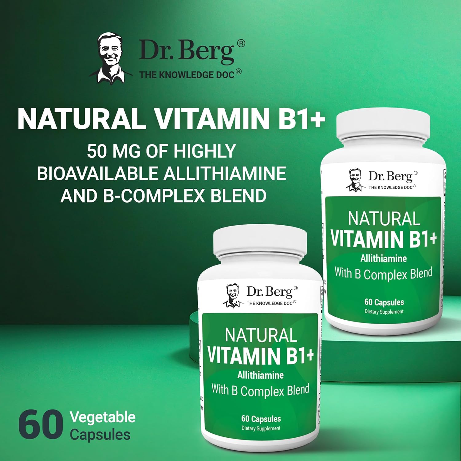 Dr. Berg Complejo de Vitaminas B1, B6, B12 con Allithiamine - 60 Cápsulas