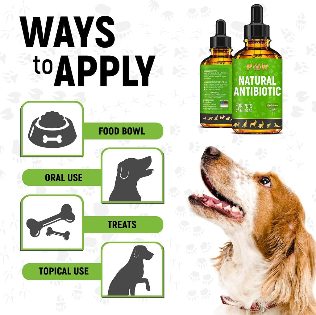 Golden Paw Antibióticos Naturales para Perros y Gatos – Gotas Orales – 2 oz (59 ml)