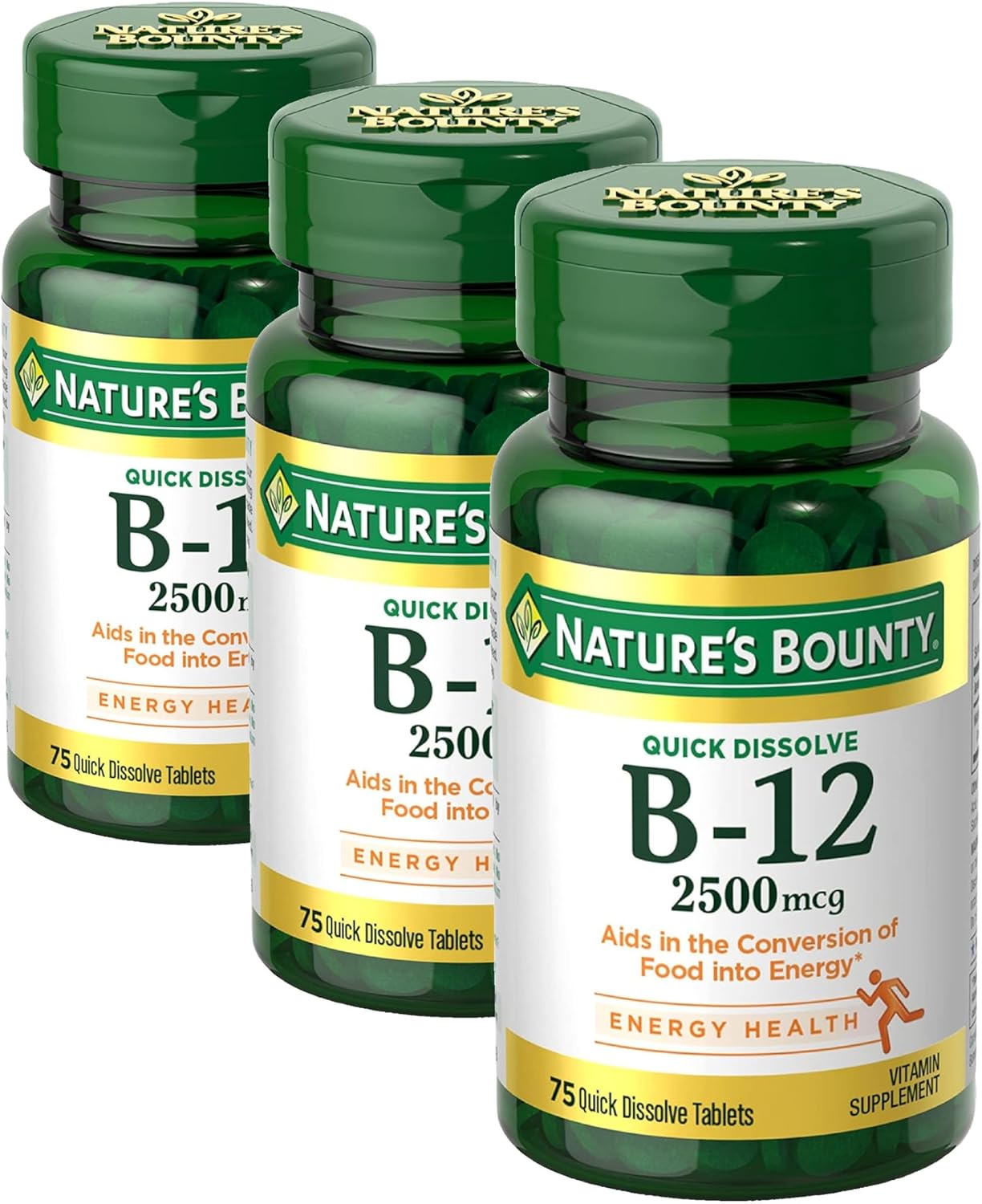 Nature's Bounty Vitamina B-12 2500 mcg de disolución rápida, sabor cereza natural (300 comprimidos)