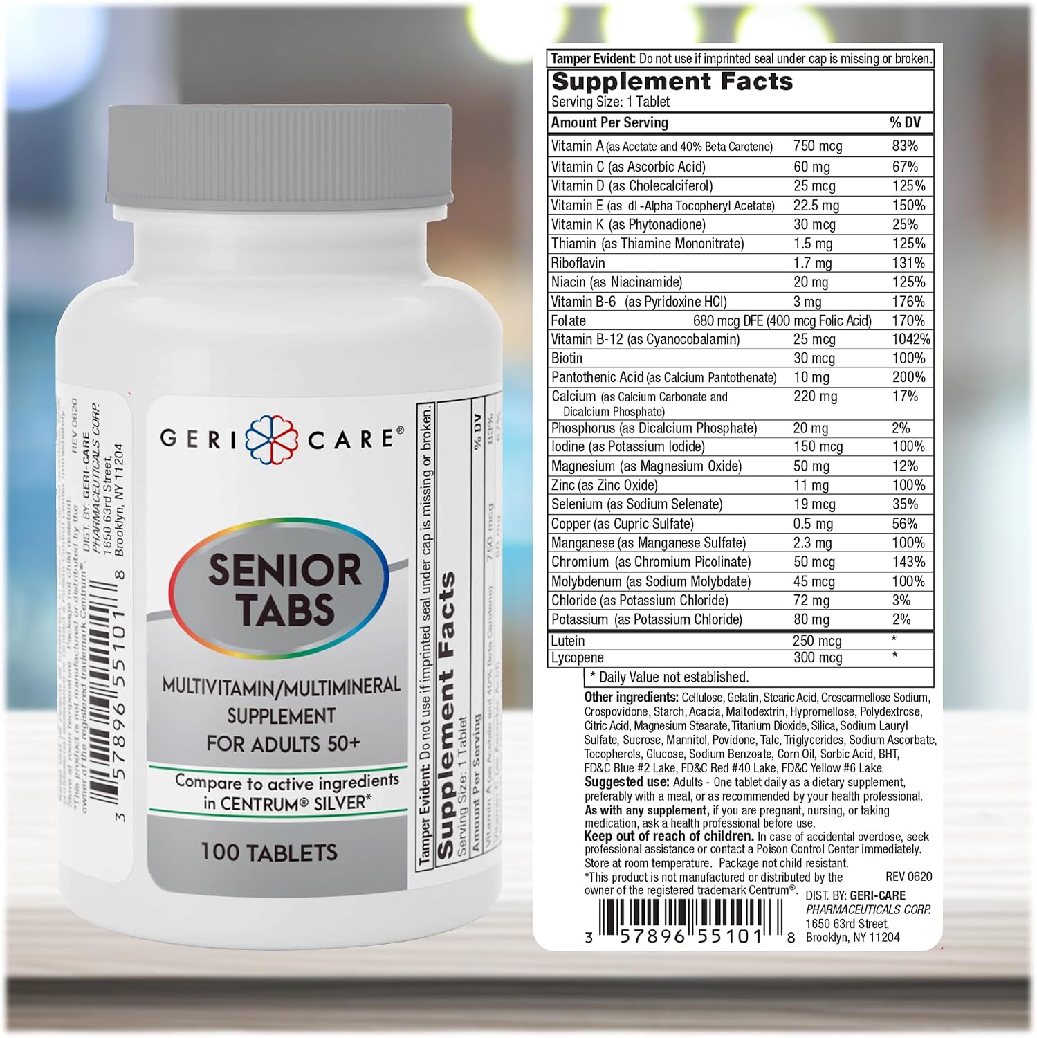 GeriCare Senior Tab 50+ Multivitaminas y Minerales, 100 Comprimidos