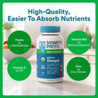 SmartyPants Multivitamínico para Hombres, Gominolas Orgánicas: Metilfolato, Omega 3 (ALA), Vitamina D3, C, B12, B6, A, K y Zinc, 120 Gominolas (30 Días)