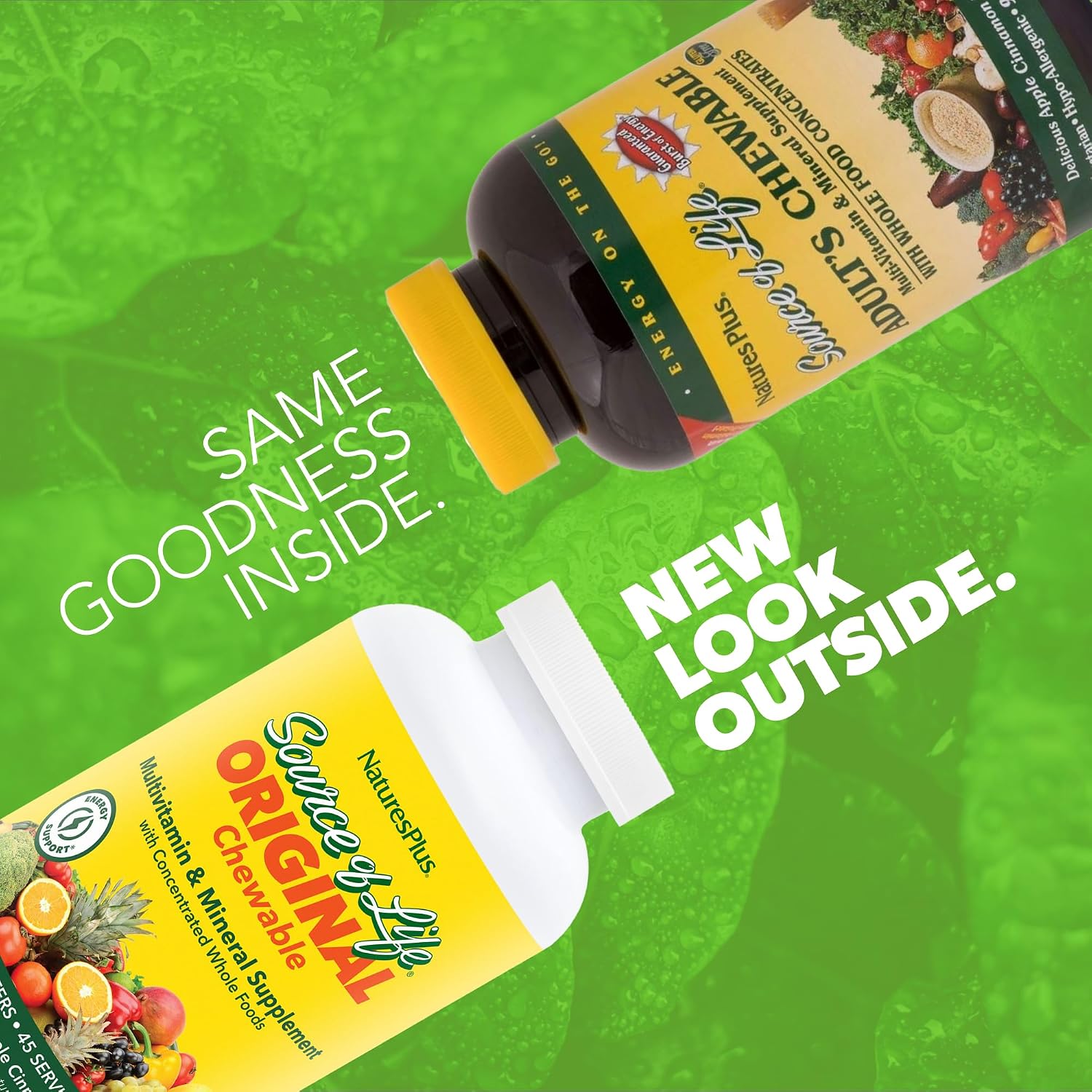 NaturesPlus Fuente de Vida Multivitamínico y Mineral Masticable para Adultos - 90 Comprimidos Sabor Manzana Canela