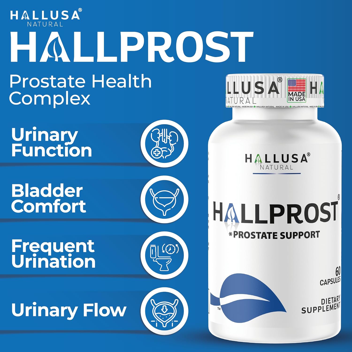 Hallusa Natural HALLPROST - 60 Cápsulas - Suplemento para la Salud de la Próstata
