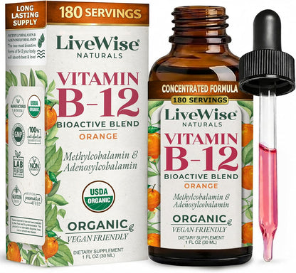 Organic Vitamin B12 1000 mcg Sublingual – Reducción del cansancio y la fatiga: La vitamina B12 contribuye al – Image 1