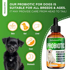 Probióticos Líquidos para Perros y Cachorros con Prebióticos y Enzimas Digestivas - Sabor Bacon - 60 ml