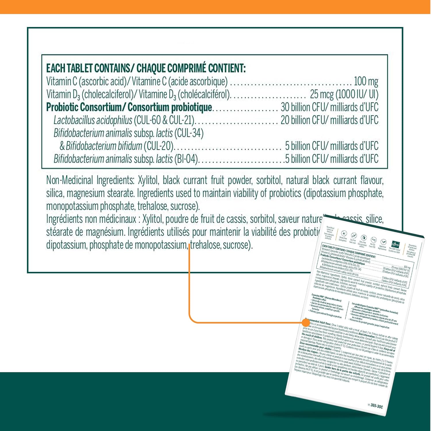 Genestra Brands HMF Immune - Probiótico - 30 Comprimidos Masticables - Sabor Natural a Grosella Negra