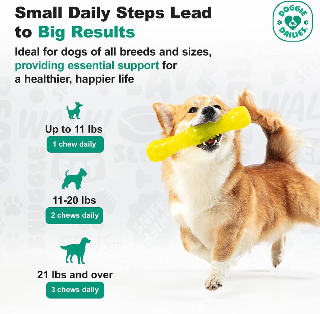 Doggie Dailies Probiótico para Cachorros, Probióticos con Enzimas Digestivas, Apoya la Salud Digestiva e Inmunológica, Sabor Calabaza, 120 Masticables Blandos