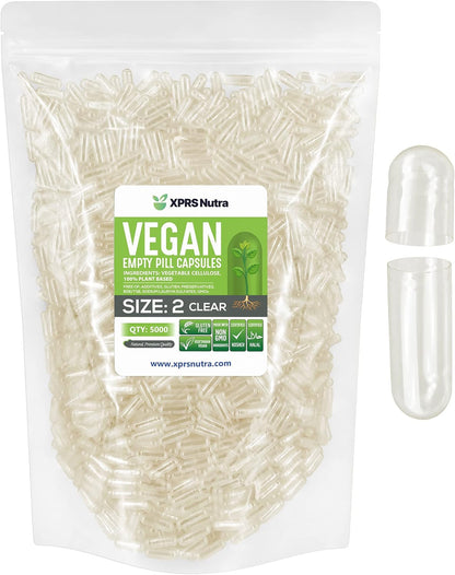 XPRS Nutra Cápsulas Vacías Tamaño 2 - 100 Cápsulas Vegetales Claras – Image 10