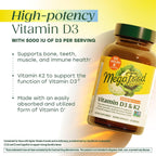 MegaFood Vitamina D3 5000 IU (125 mcg) con Vitamina K2 - 120 Cápsulas Vegetarianas