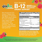 21st Century Extra Strength Vitamina B12 Gominolas 3000 mcg, Energía y Soporte Nervioso, Vegano y Sin Gluten, Frambuesa, 90 Unidades