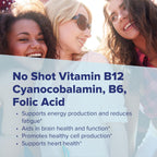 Superior Source No Shot Vitamina B-12 (Cianocobalamina) 1000 mcg, B-6 y Ácido Fólico 800 mcg, 60 Comprimidos Sublinguales