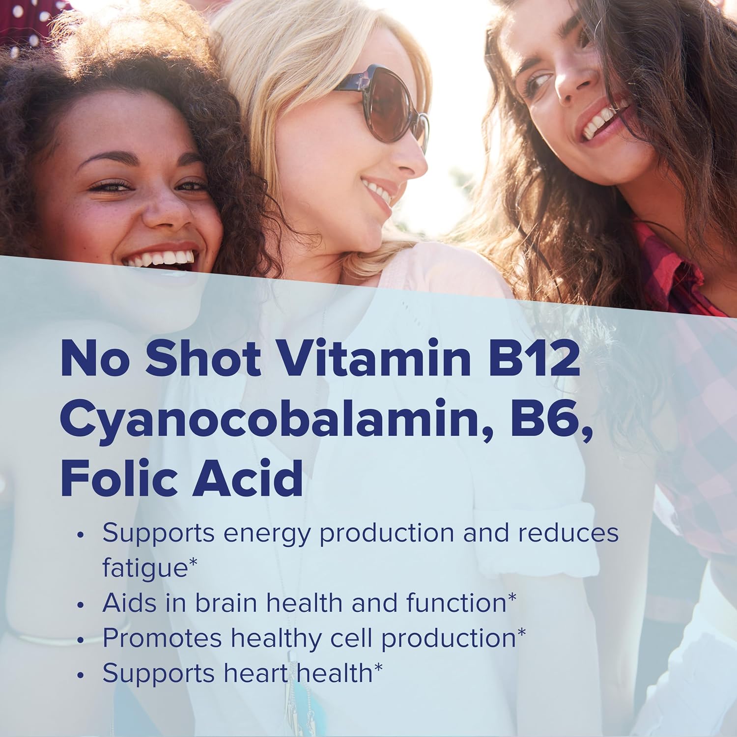 Superior Source No Shot Vitamina B-12 (Cianocobalamina) 1000 mcg, B-6 y Ácido Fólico 800 mcg, 60 Comprimidos Sublinguales