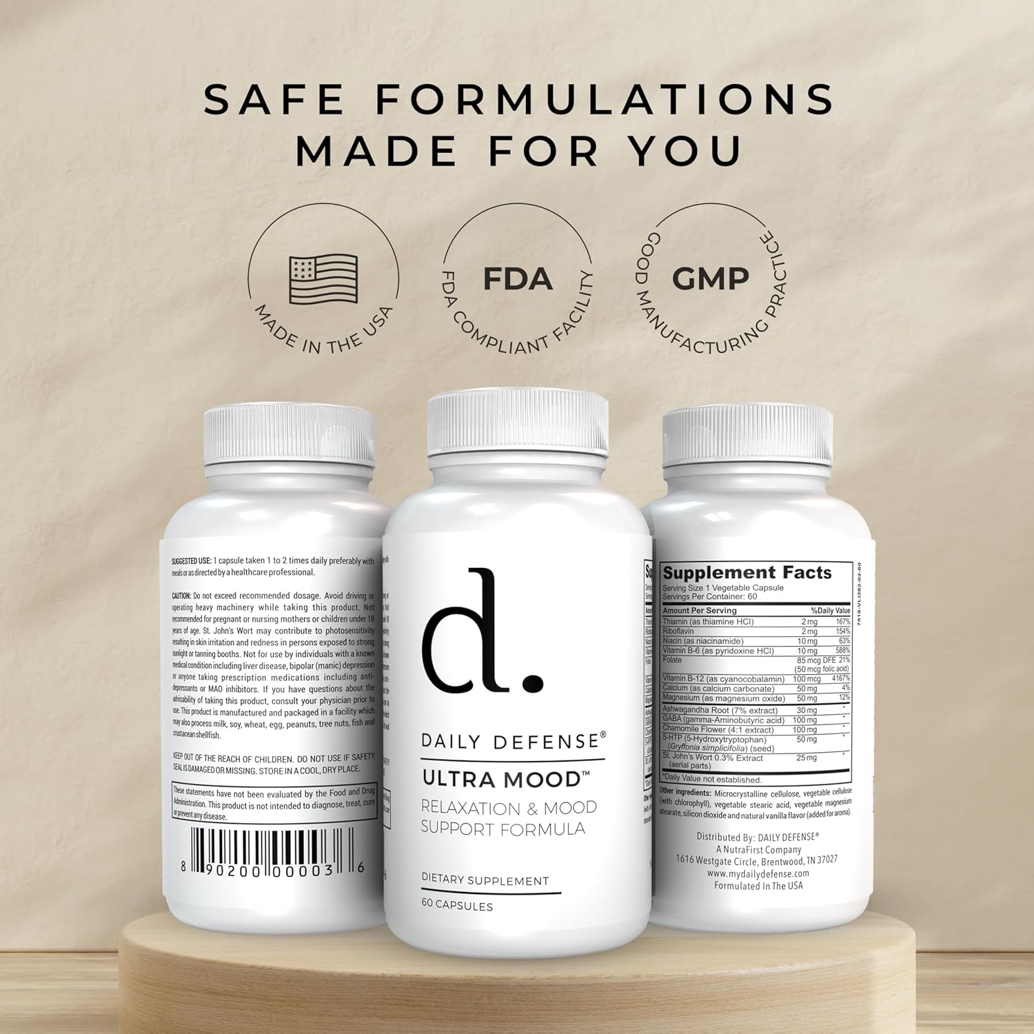 Daily Defense Mood Support Supplement - Ultra Mood 60 Comprimidos