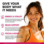 NUTRAHARMONY Complejo B Gominolas - Vitaminas B1-B12, C y Colina - 60 Gominolas Veganas Sabor Berry