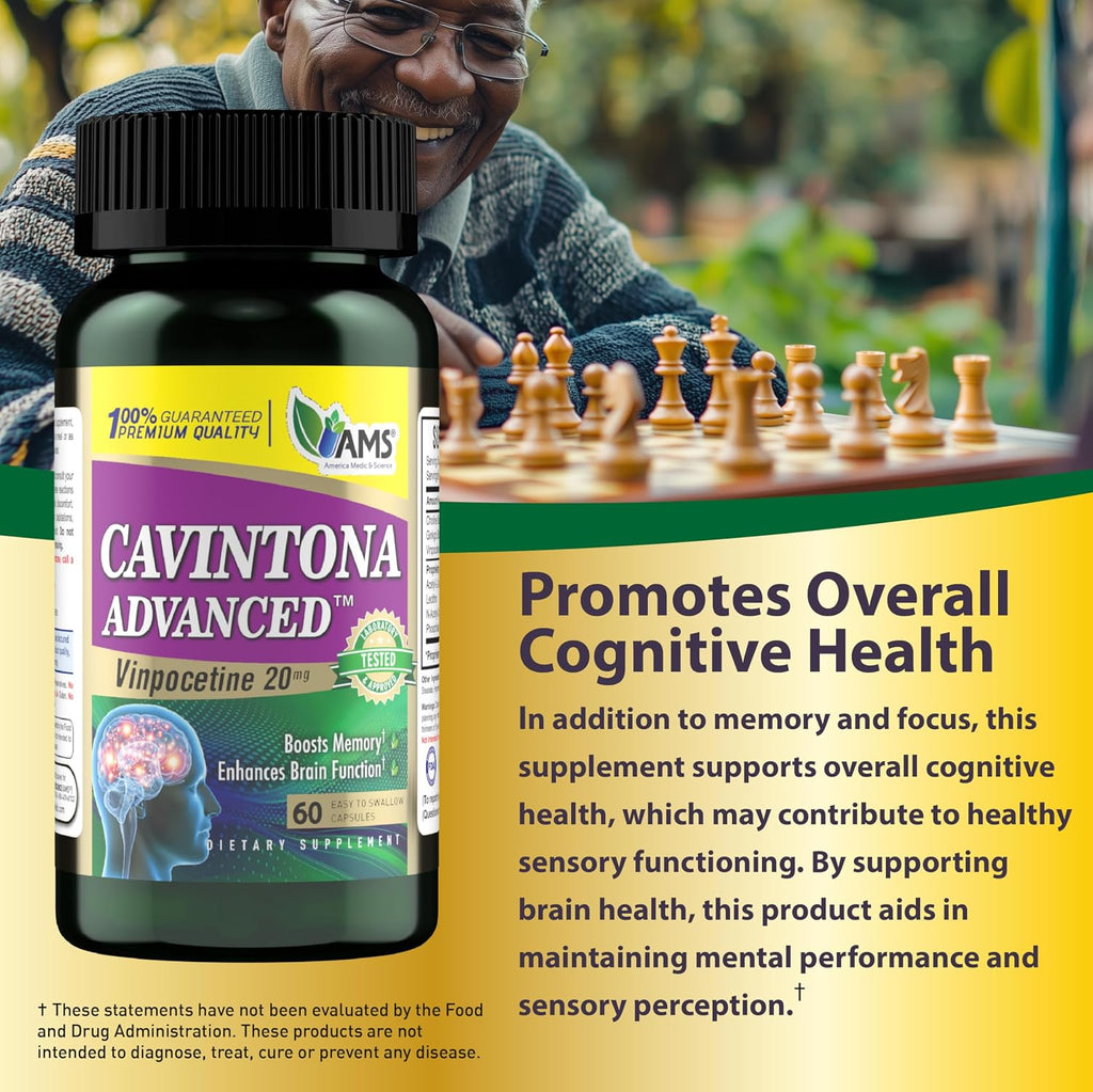 America Medic & Science Cavintona Advanced Supplement – Vinpocetina 20mg – 60 Cápsulas