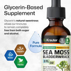 BIO KRAUTER® 2-in-1 Sea Moss y Bladderwrack Gotas – Suplemento Vegano de Algas Marinas, 59 ml