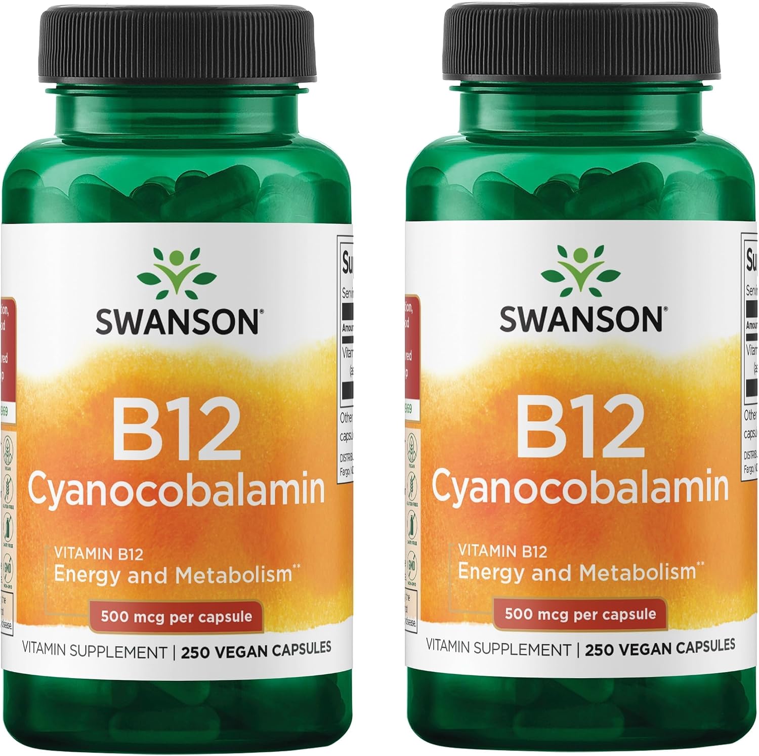 Swanson Vitamina B12 Cianocobalamina 500 mcg - 250 Cápsulas