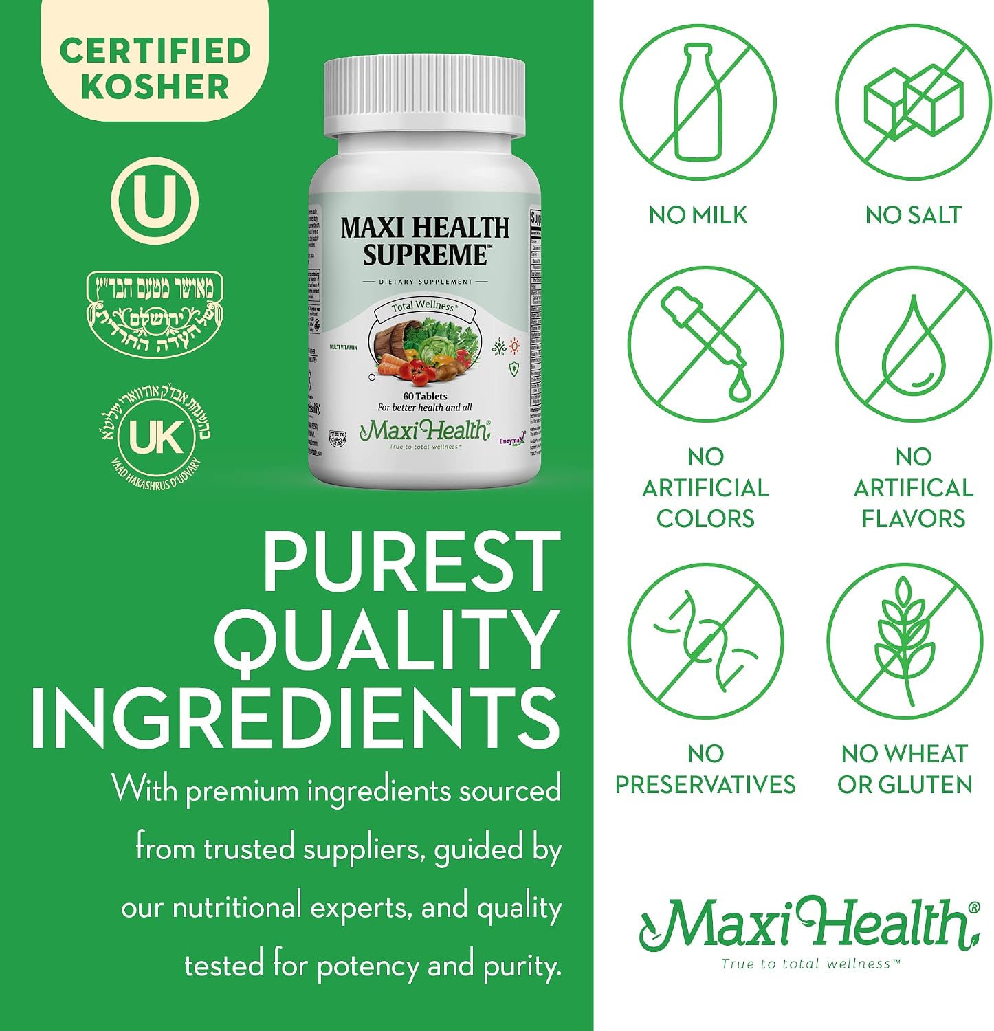 Supreme Multivitamínico para Hombres y Mujeres – Alta Potencia con Minerales, CoQ10 y Antioxidantes – 60 Comprimidos