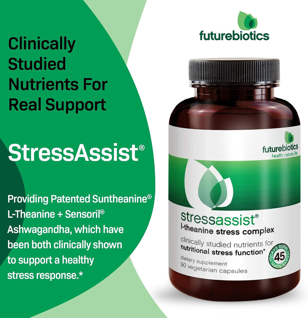 Futurebiotics StressAssist Complexo Anti-Estrés con L-teanina, Ashwagandha y Rhodiola - 90 Cápsulas Vegetarianas