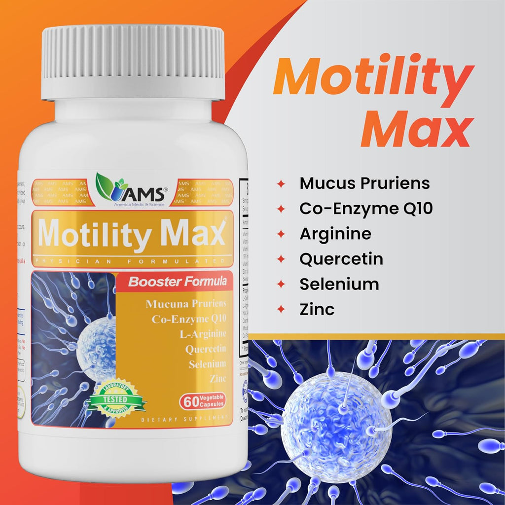 Motility Max – Apoya la motilidad espermática y la salud reproductiva, con L-Arginina, L-Carnitina y nutrientes esenciales, 60 cápsulas