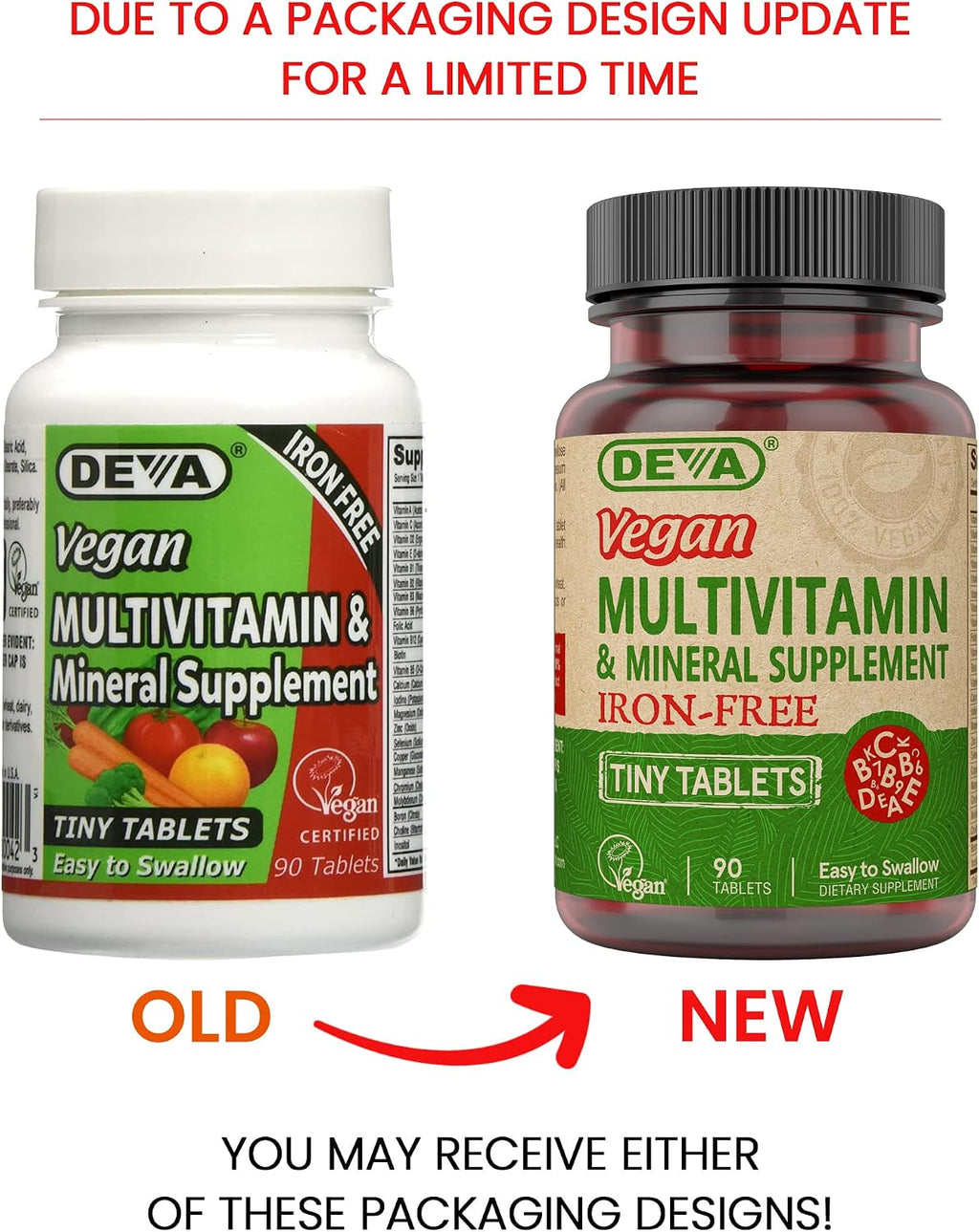 Deva Multivitamínico y Mineral Vegano Sin Hierro - Fórmula de Alta Potencia - 90 Comprimidos