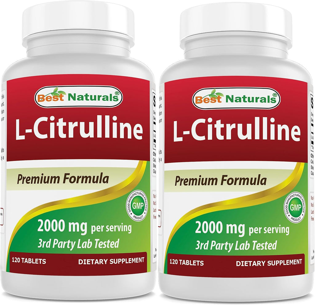 Best Naturals L-Citrulline 2000mg por ración - No GMO - Sin Gluten - 120 Comprimidos (Paquete de 2)
