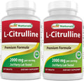 Best Naturals L-Citrulline 2000mg por ración - No GMO - Sin Gluten - 120 Comprimidos (Paquete de 2)