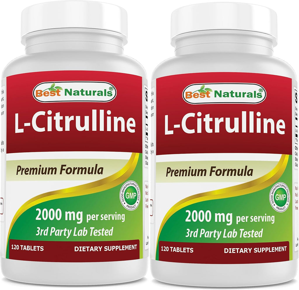 Best Naturals L-Citrulline 2000 mg por dosis - Sin OMG - Sin Gluten - 120 Comprimidos (Pack de 3)
