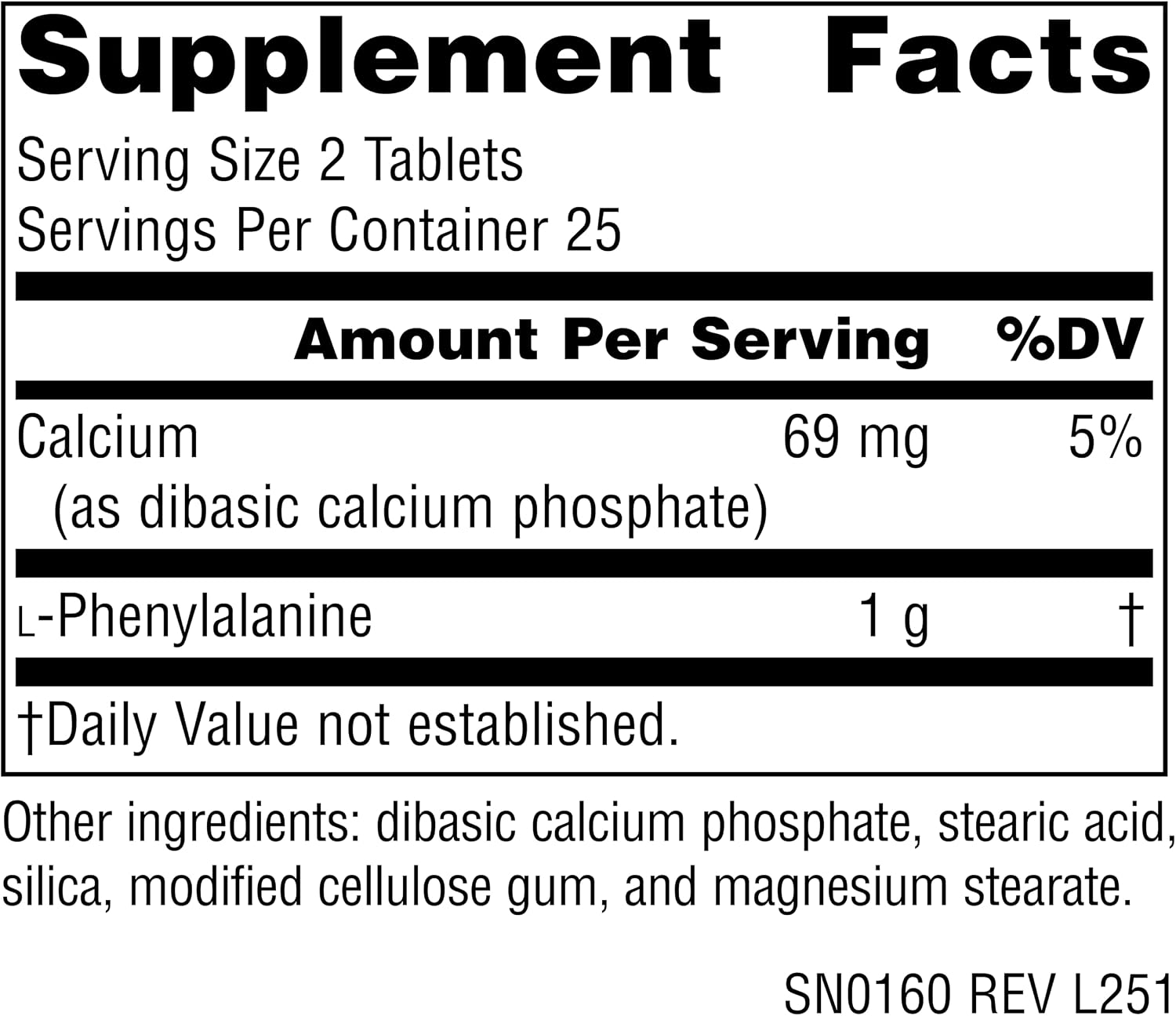 Source Naturals L-Phenylalanina, 500 mg - 50 Comprimidos Veganos