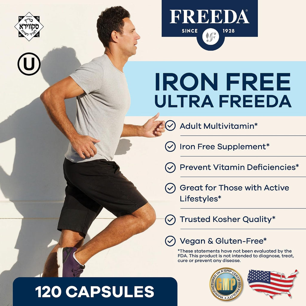 Freeda Maximum Strength Multivitamin – Multivitamínico de Alta Potencia Sin Hierro – 120 Cápsulas