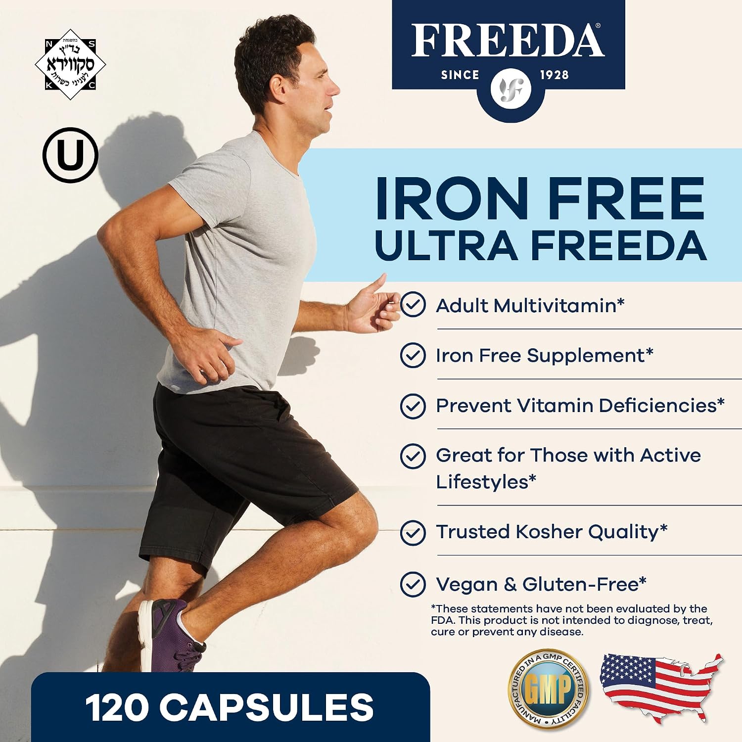 Freeda Maximum Strength Multivitamin – Multivitamínico de Alta Potencia Sin Hierro – 120 Cápsulas