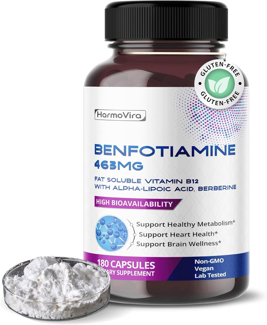 Benfotiamina (Vitamina B1 Liposoluble) con Ácido Alfa-Lipoico y Berberina – Fórmula Avanzada – 180 Cápsulas