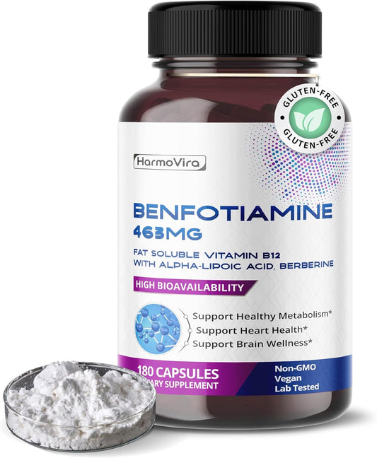 Benfotiamina (Vitamina B1 Liposoluble) con Ácido Alfa-Lipoico y Berberina – Fórmula Avanzada – 180 Cápsulas