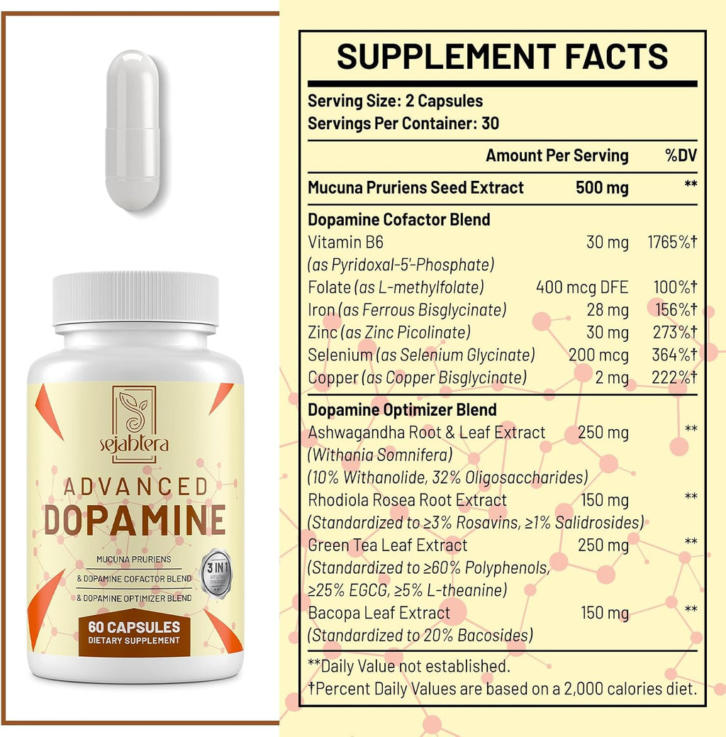 Suplemento de Dopamina 3-en-1 - 60 Cápsulas