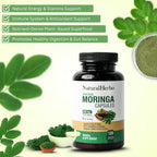 Cápsulas de Moringa Pura - Extracto de Hoja de Moringa para Energía Natural, Digestión y Bienestar Diario | Superfood Verde Vegano | 120 Cápsulas (800mg)