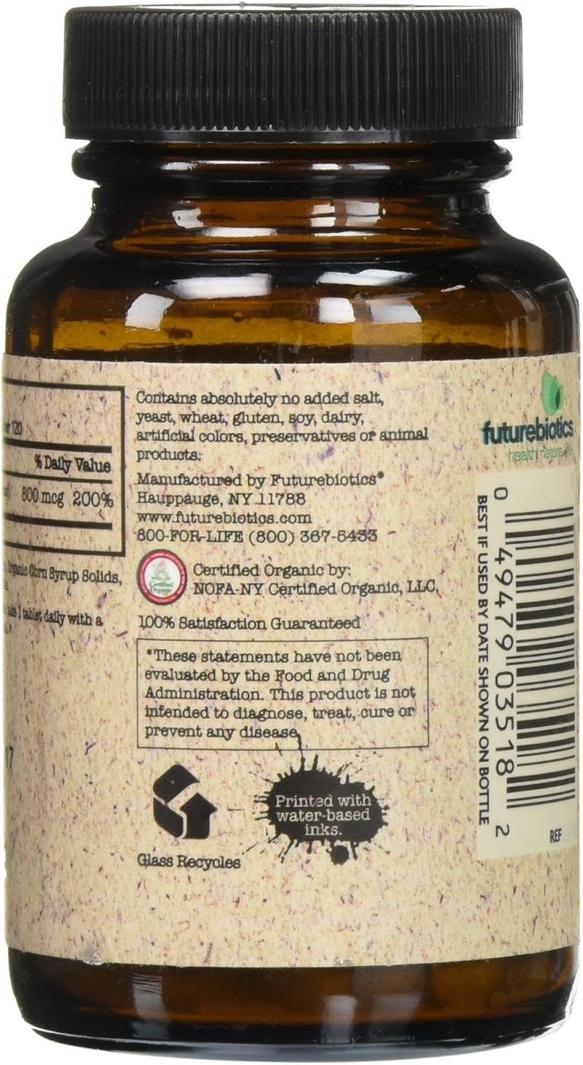 Futurebiotics Ácido Fólico Orgánico Certificado - 120 Comprimidos