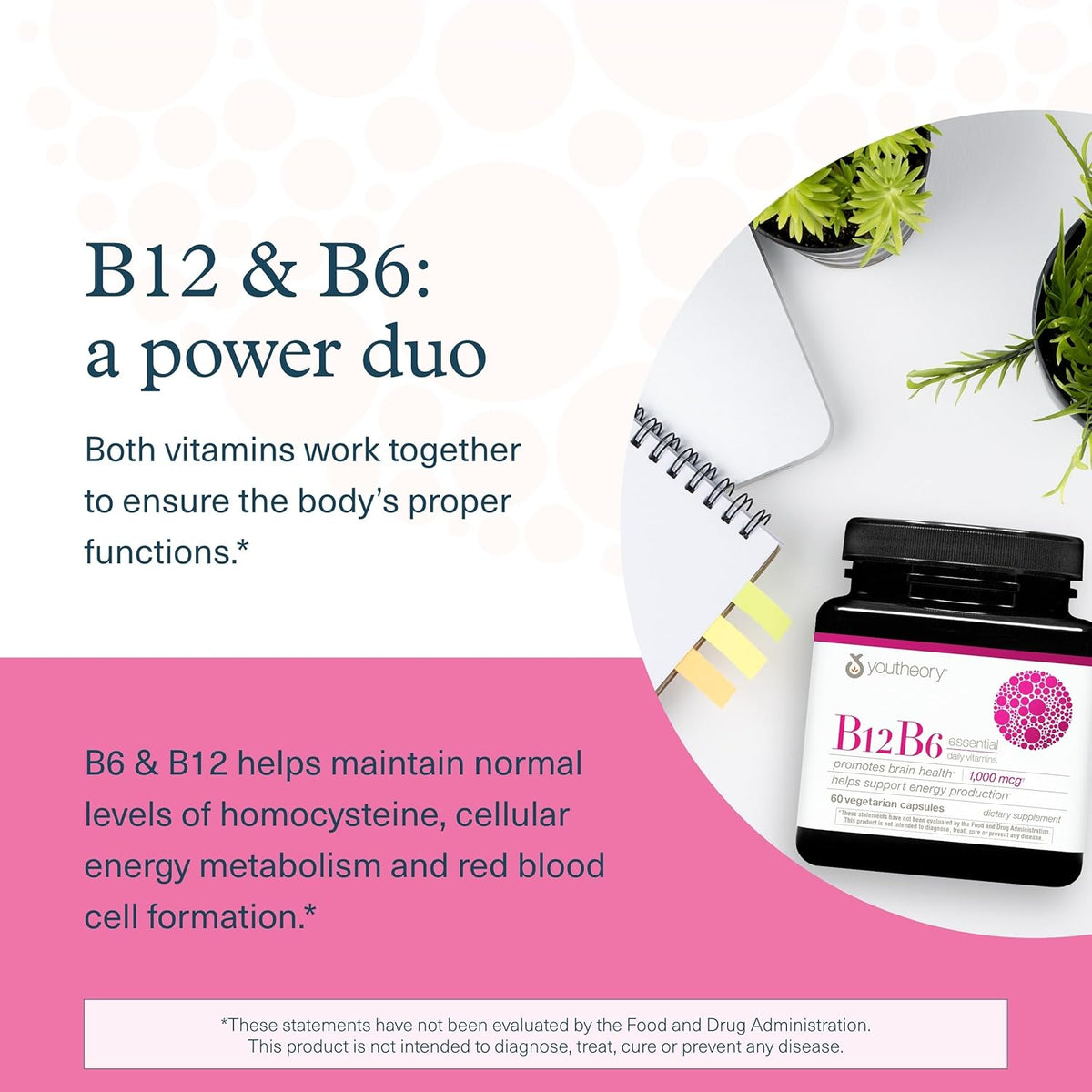 Youtheory B12B6 - Vitamina B12 y B6 - Apoya – Quienes desean mantener un sistema inmunológico saludable. – Image 4