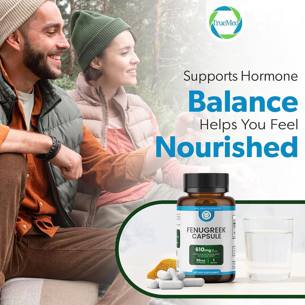 TRUEMED Cápsulas de Fenogreco Orgánico 610 mg – 90 Cápsulas Vegetales