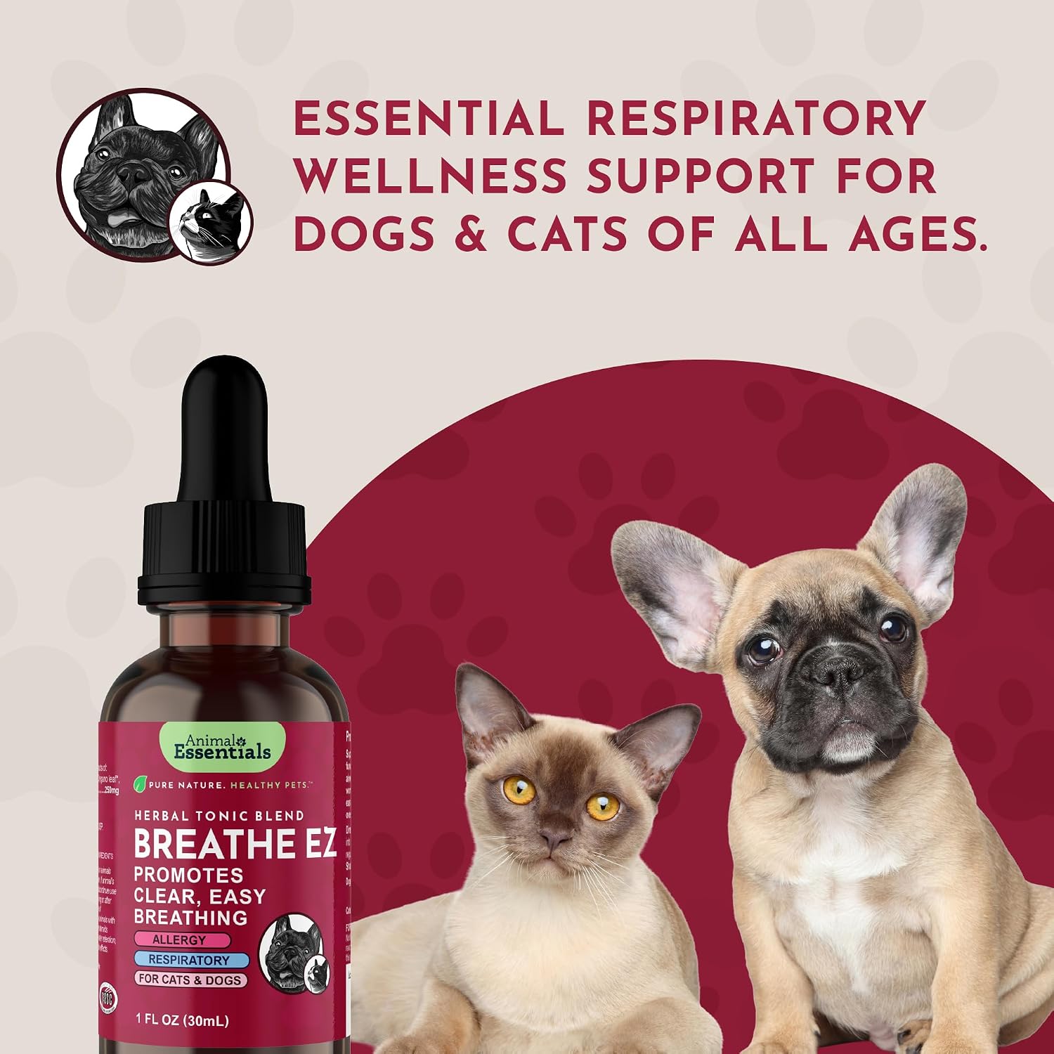 Breathe EZ - Suplemento Herbal para Perros y Gatos, 1 fl oz