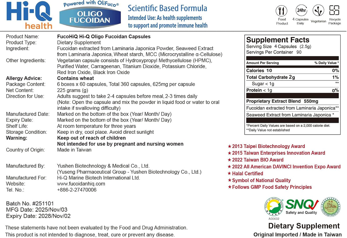 Oligo Fucoidan ONCOFUCO - 360 Cápsulas Vegetales - Pack de 6 – Image 8
