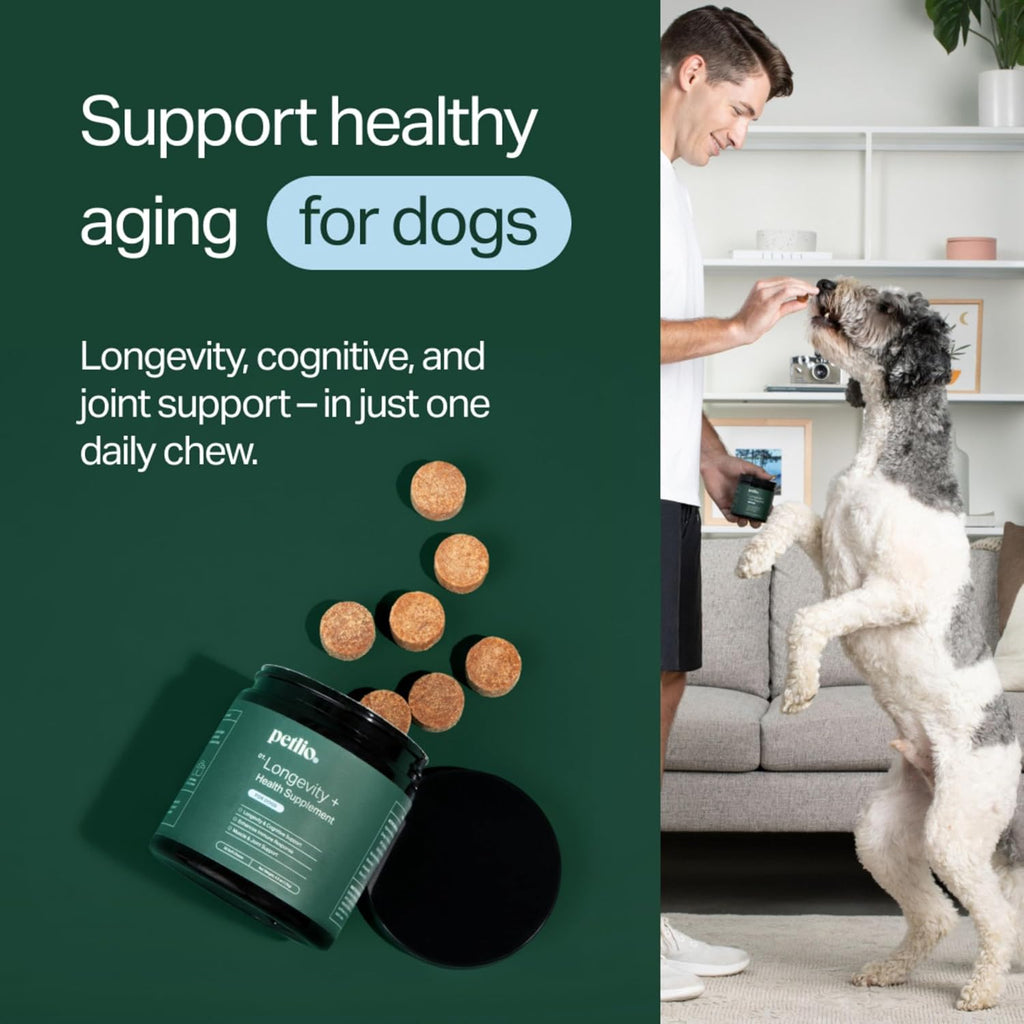 Longevity+ Suplemento para Perros Pequeños - Vitaminas y Suplementos para Articulaciones, Músculos, Inmunidad y Cognición - Formulado por Veterinarios - 30 Días