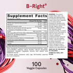 Jarrow Formulas B-Right Complejo B Optimizado - 12 Frascos de 100 Cápsulas Vegetales