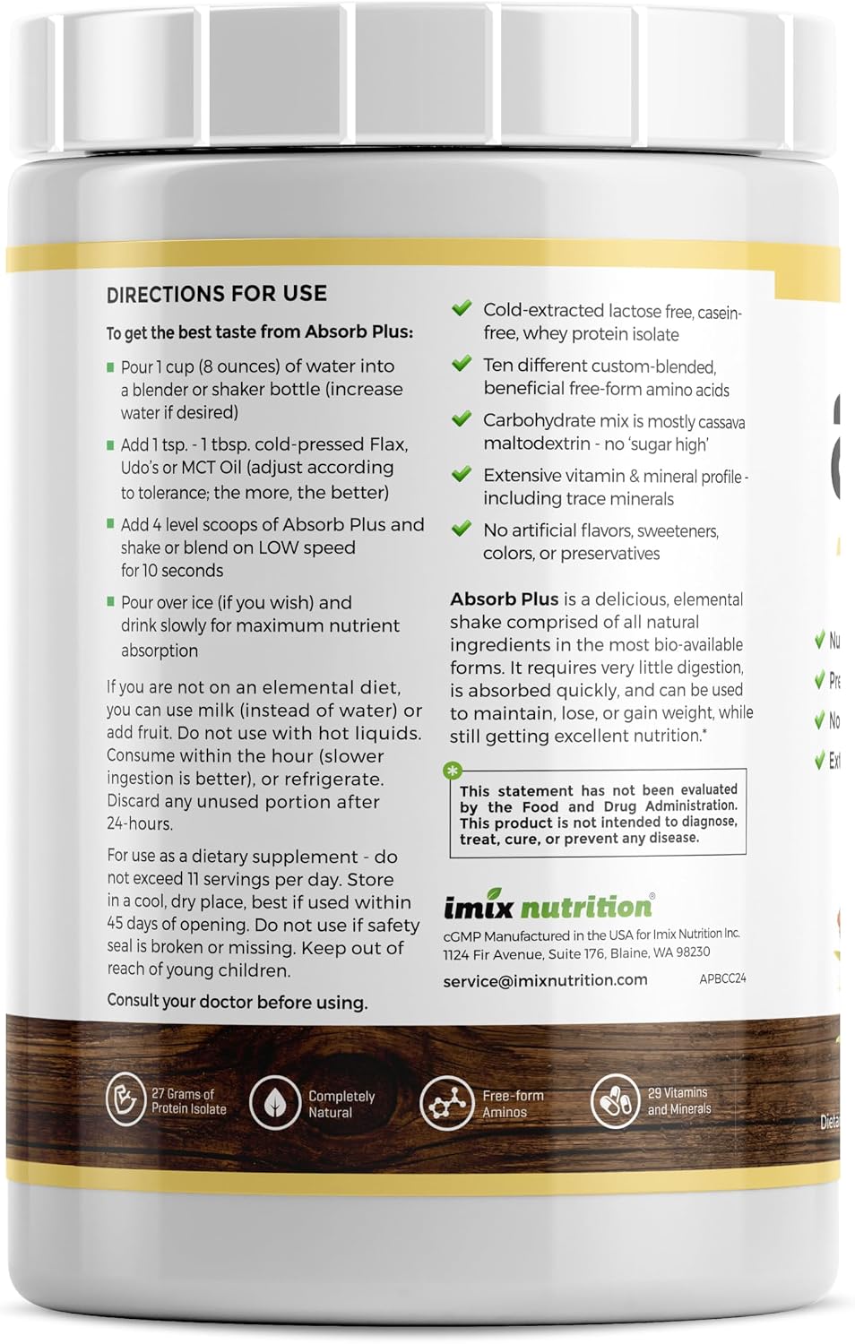 Absorb Plus Isolate Protein – Complemento Alimenticio con Proteína de Suero, Sabor Plátano y Coco (1 kg)