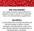 BerbElite - Berberina HCL con Complejo de Semillas de Brócoli, 350mg, 60 Cápsulas Veganas