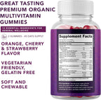 Gominolas Multivitamínicas Completas para Adultos – Mezcla de Vitaminas A, B, C, D, E, Zinc y Biotina – Energía e Inmunidad – 90 Gominolas Veganas Sin Gluten