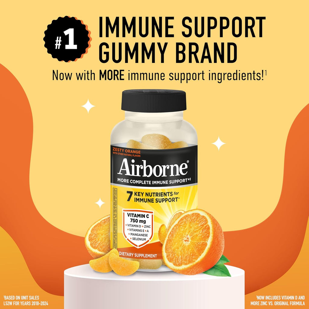 Airborne Immune Support Gummies, Orange Flavor, 42 Count